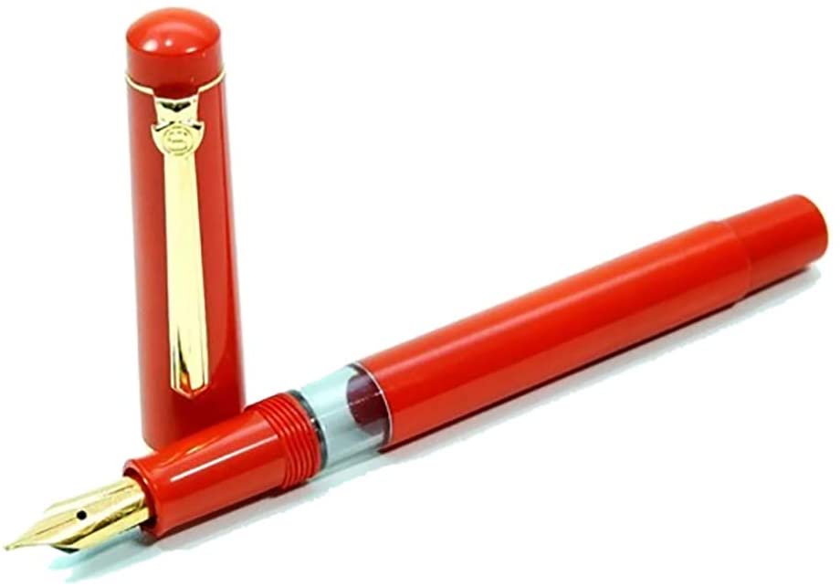 Scrikss | 419 Legendary | Fountain Ink Pen | Medium Nib |Gold Plated | Glossy Red Barrel