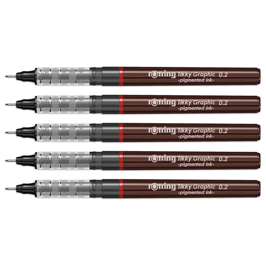 Rotring | Tikky | Graphic Fineliner | 0.2mm | 5 Pen Set