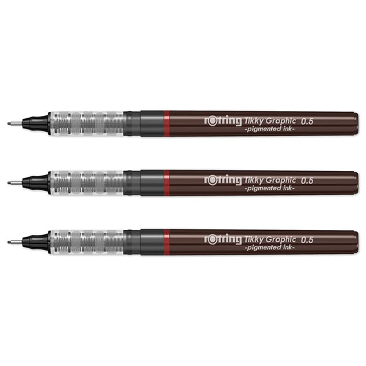 Rotring | Tikky | Graphic Fineliner | 0.5mm | 3 Pen Set