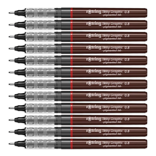 Rotring | Tikky | Graphic Fineliner | 0.8mm | Black Ink | Box of 12