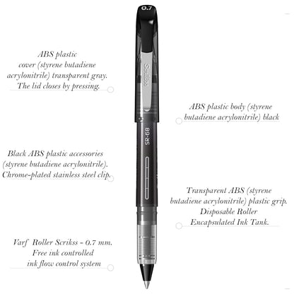 Scrikss | SR-68 | Rollerball Pen | 0.7mm | Black | Pack of 12